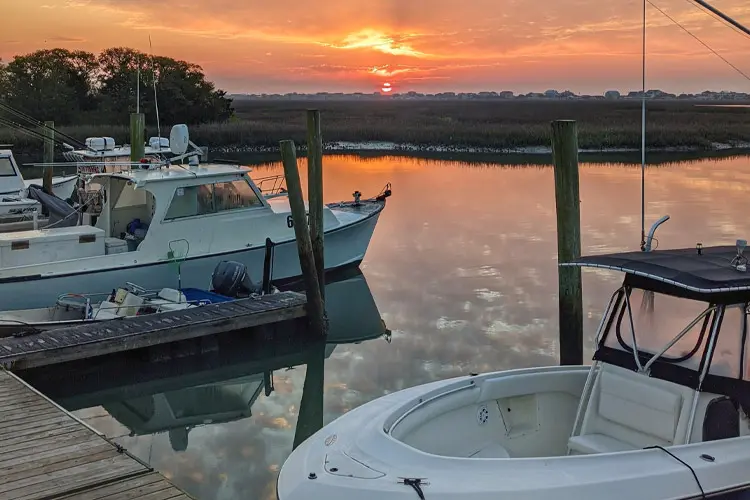 Sunrise in Murrells Inlet, South Carolina. If My Boat Damages Another While Docked at the Marina, Who's Responsible?