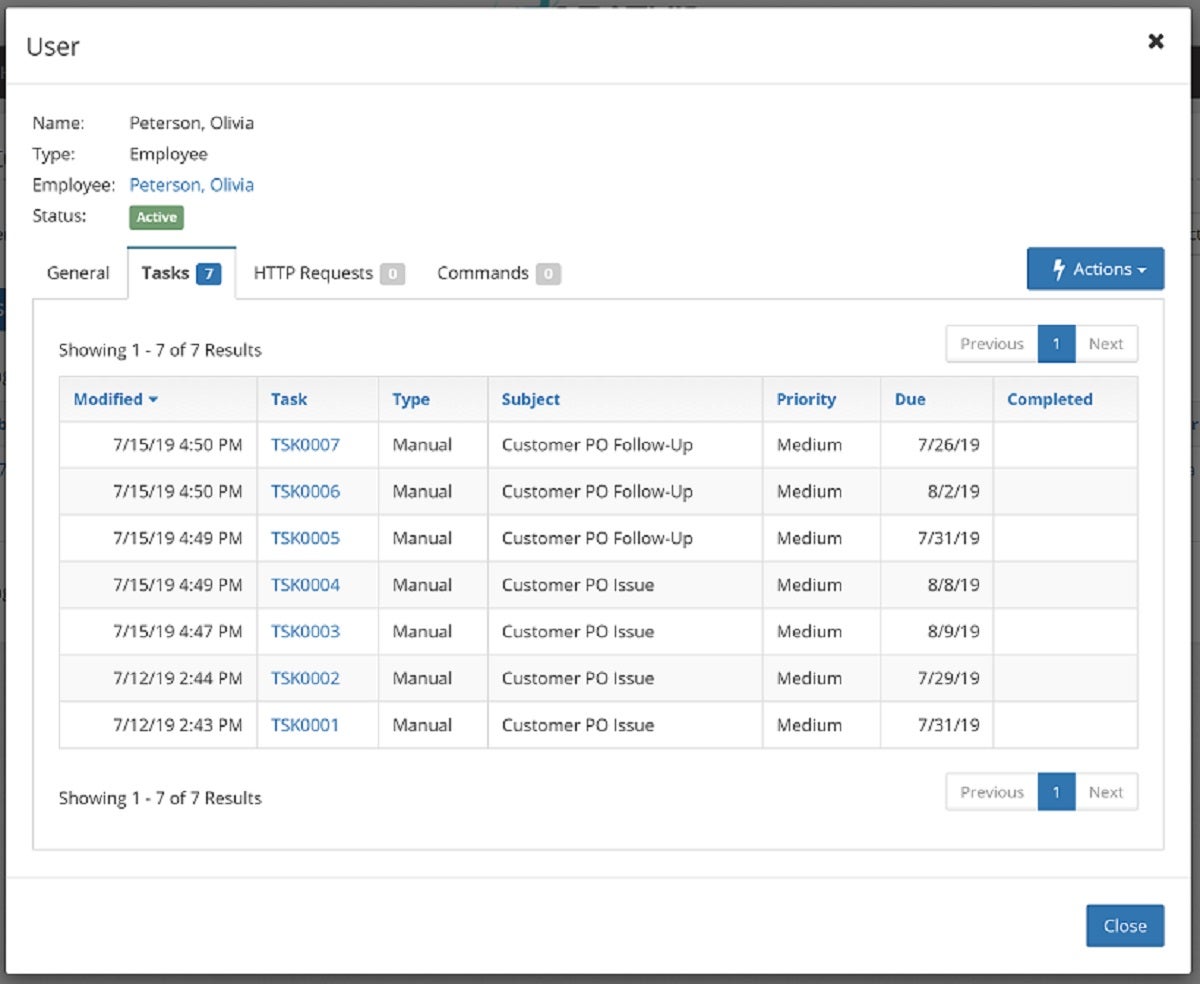  Clicking on a user will now pull up a dialog box with user information and tasks currently assigned to them.