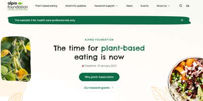 New Alpro Foundation plant-based nutrition science website preview