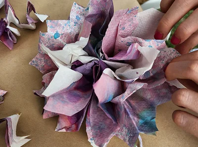 Recycled paper flower making