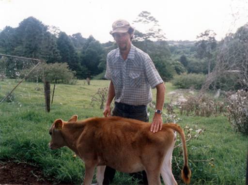 George Armstrong with a Jersey calf, ca 1982.