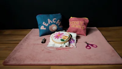 Stitch and zip embroidery