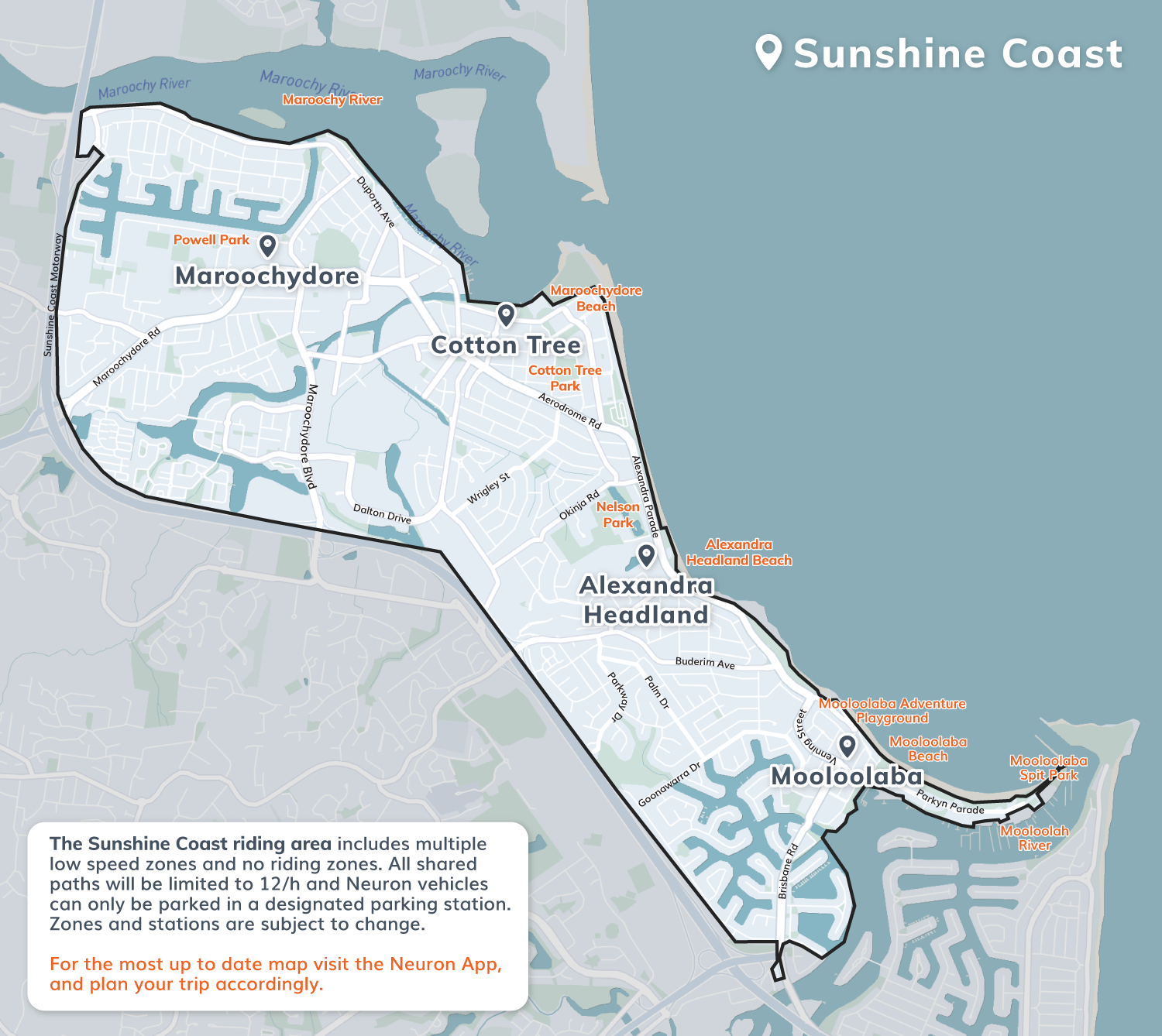 Neuron Mobility e-scooters map. 