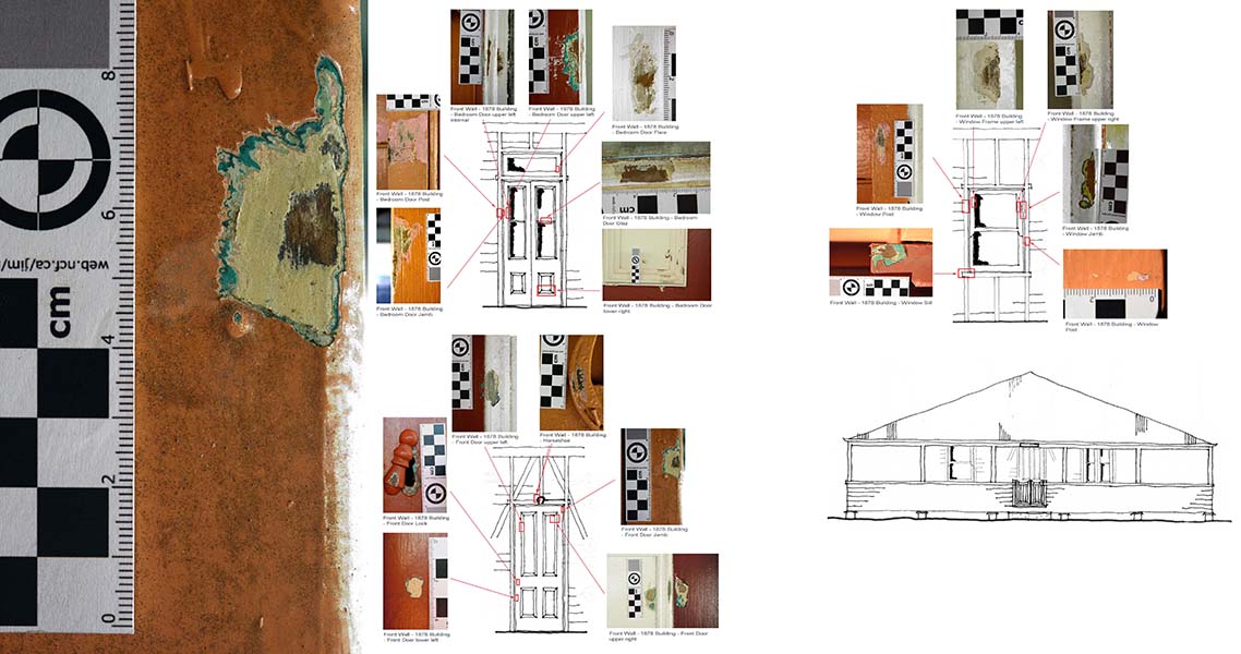 To reflect the history and significance of the property, a paint analysis investigation of the entire house was undertaken in 2020 to identify an appropriate colour. As part of the process more than 70 scrapings were taken from the building inside and out. The scrapings revealed a wide variety of colours used by the families to decorate the walls of their home.