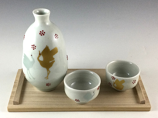 #28 Boxed sake set, Tsuru Collection