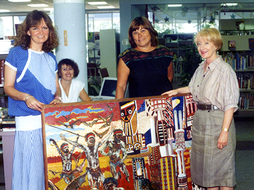Caloundra City Librarian Dawn Maddern on left and Joan Sheldon, Deputy Premier of Queensland on right, ca 1998.