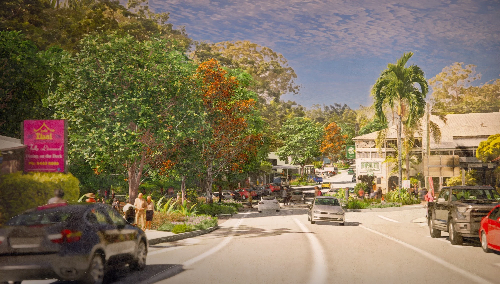 View looking South along Memorial Drive. Artist impression. 