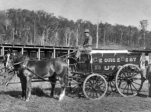 First prize winner for George Best’s butcher’s wagon at Nambour Show, 1919.