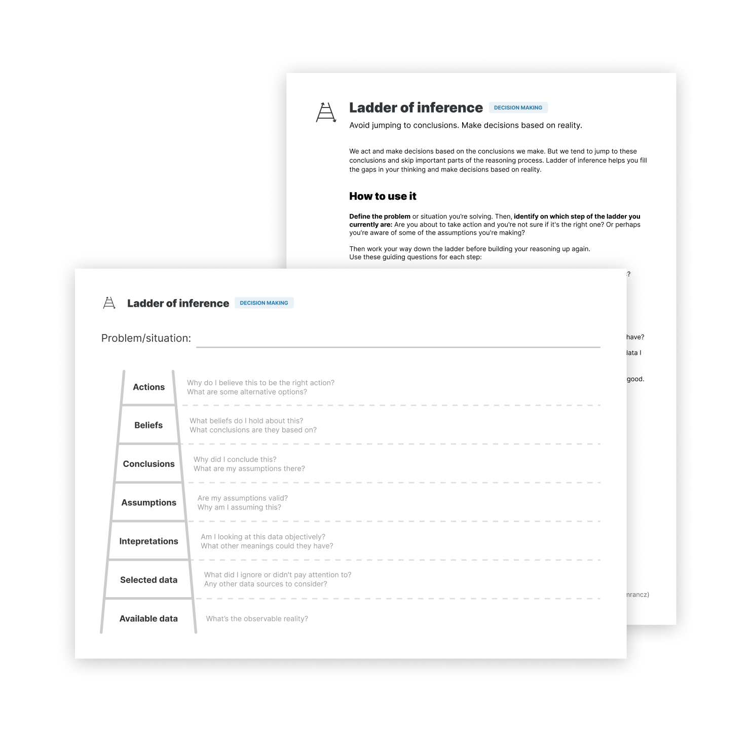 Ladder of inference worksheet and a guide