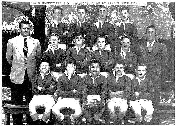 King Fong and his rugby league team mates from Glebe Central Junior High School (1953)