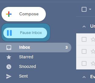 gmail pause inbox