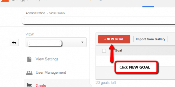 new eCommerce sales goal in Google Analytics