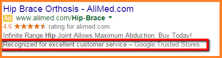 Example of Google Trusted Store Review Extension