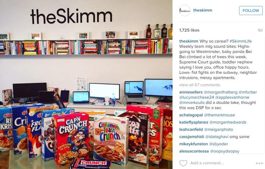 the skimm company culture on instagram