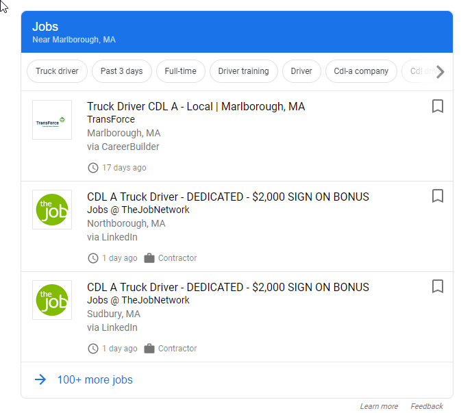 Google Search truck driver jobs