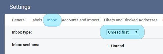 gmail inbox sections