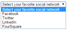 Dropdown list of social networks