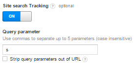 GA Site Search turning tracking on screenshot