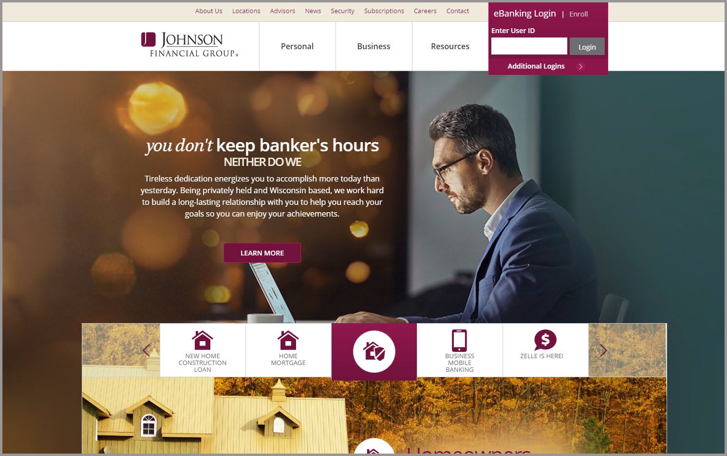 Johnson Financial Home Page