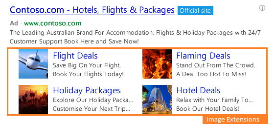 Bing Image Ad Extension Snapshot