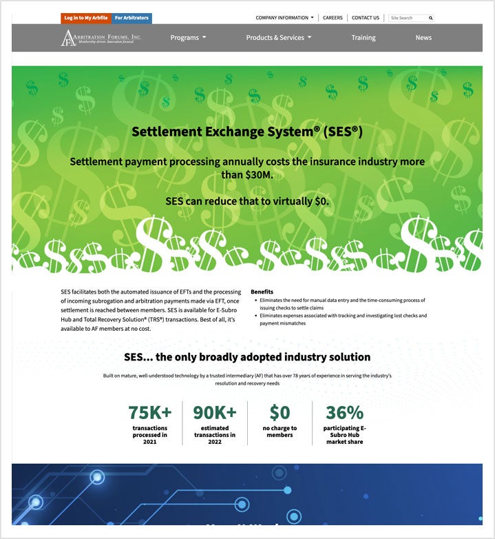 Arbitration Forums Subpage