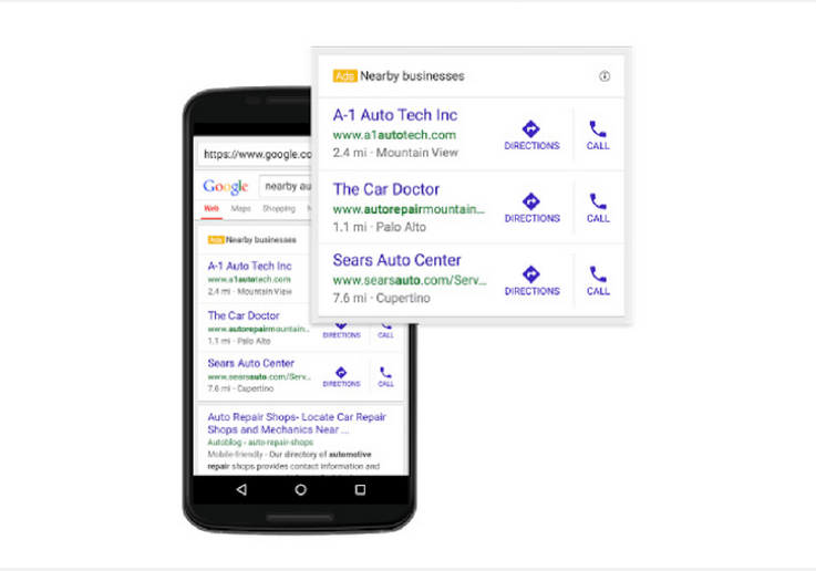 google nearby business mobile ad