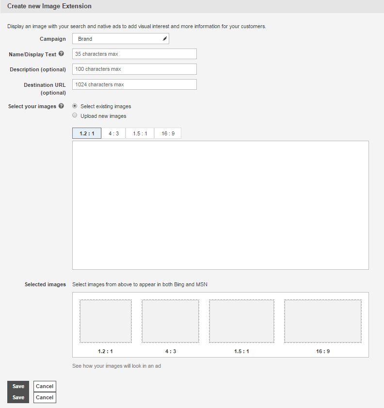 Set Up Bing Image Ad Extensions Step Four