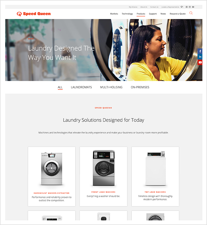 Speed Queen Laundry Solutions Page