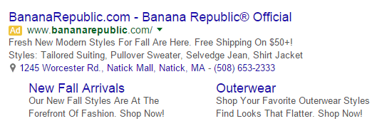 How structured snippets look in your ad