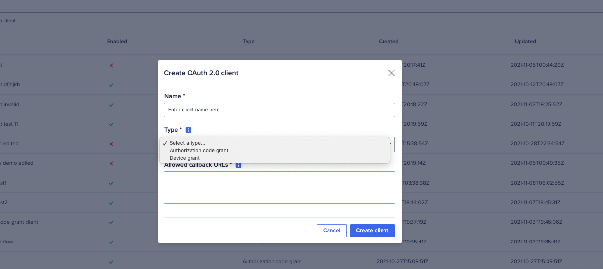 Create OAuth 2.0 client.