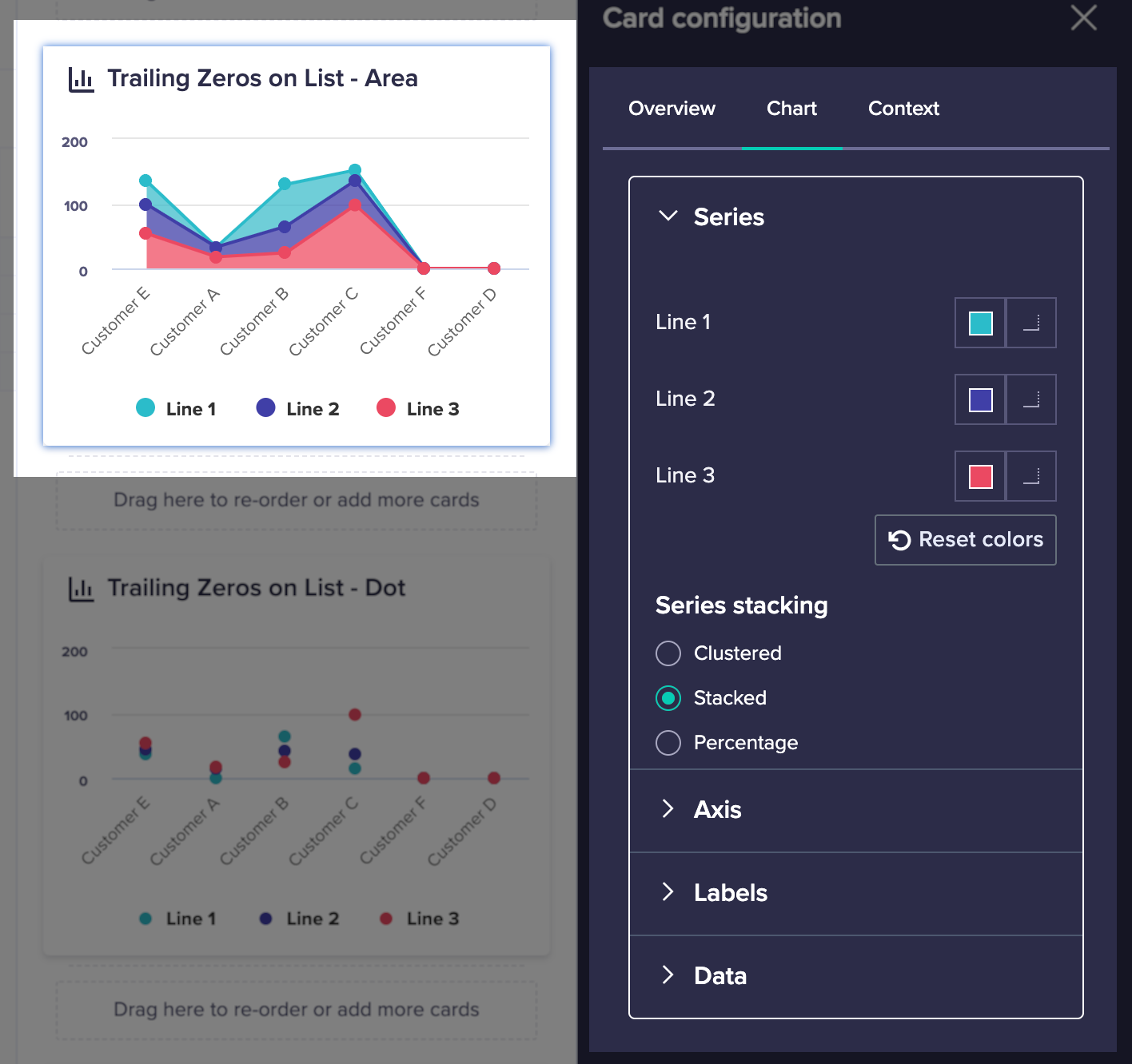 Configure data series panel