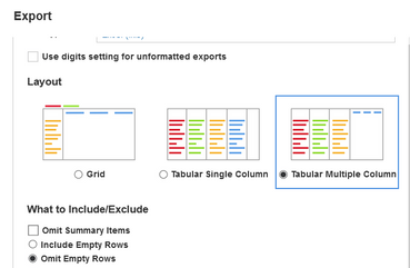Export with Tabular Multiple Column format.