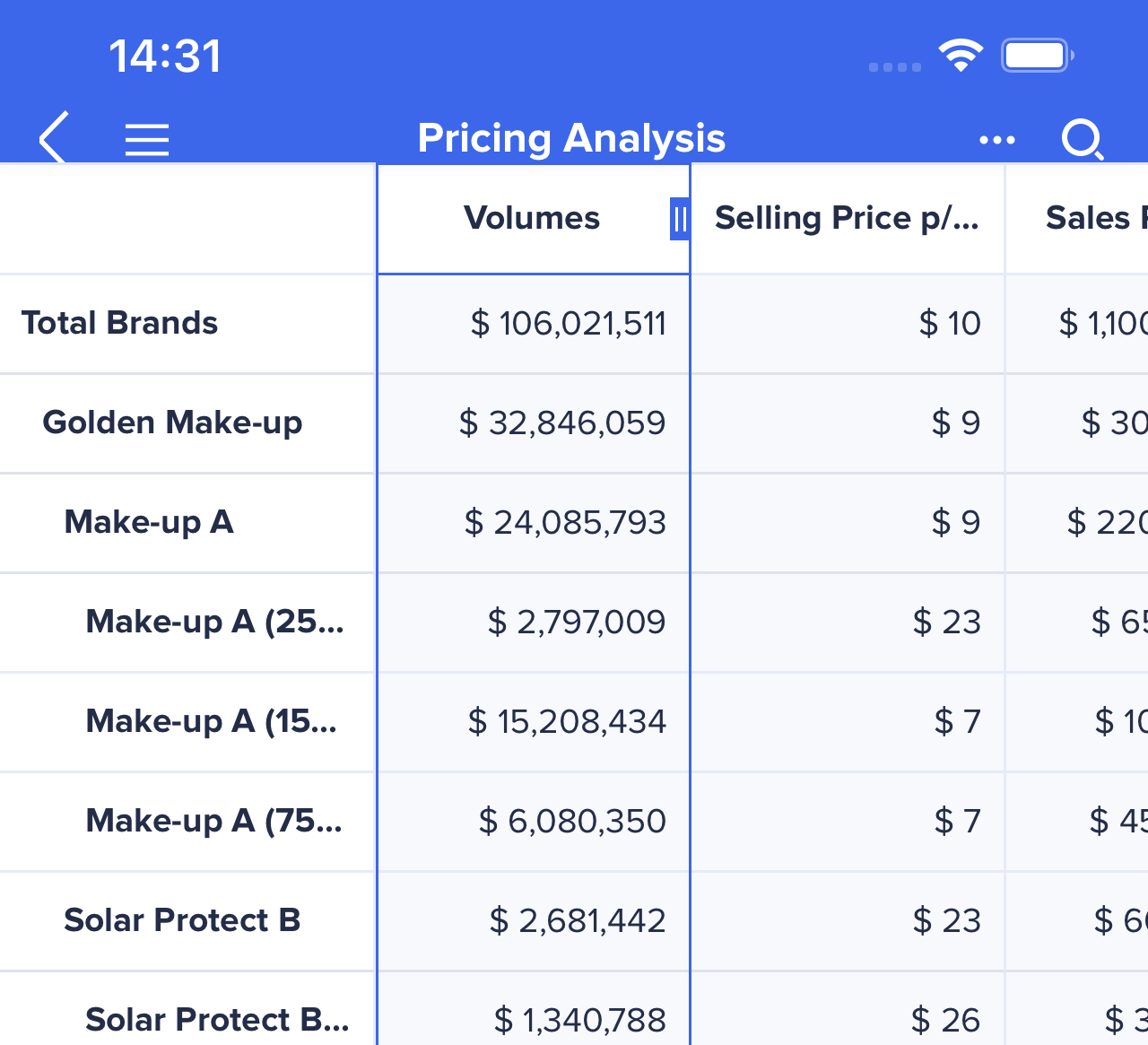 Blue drage icon on volumes column