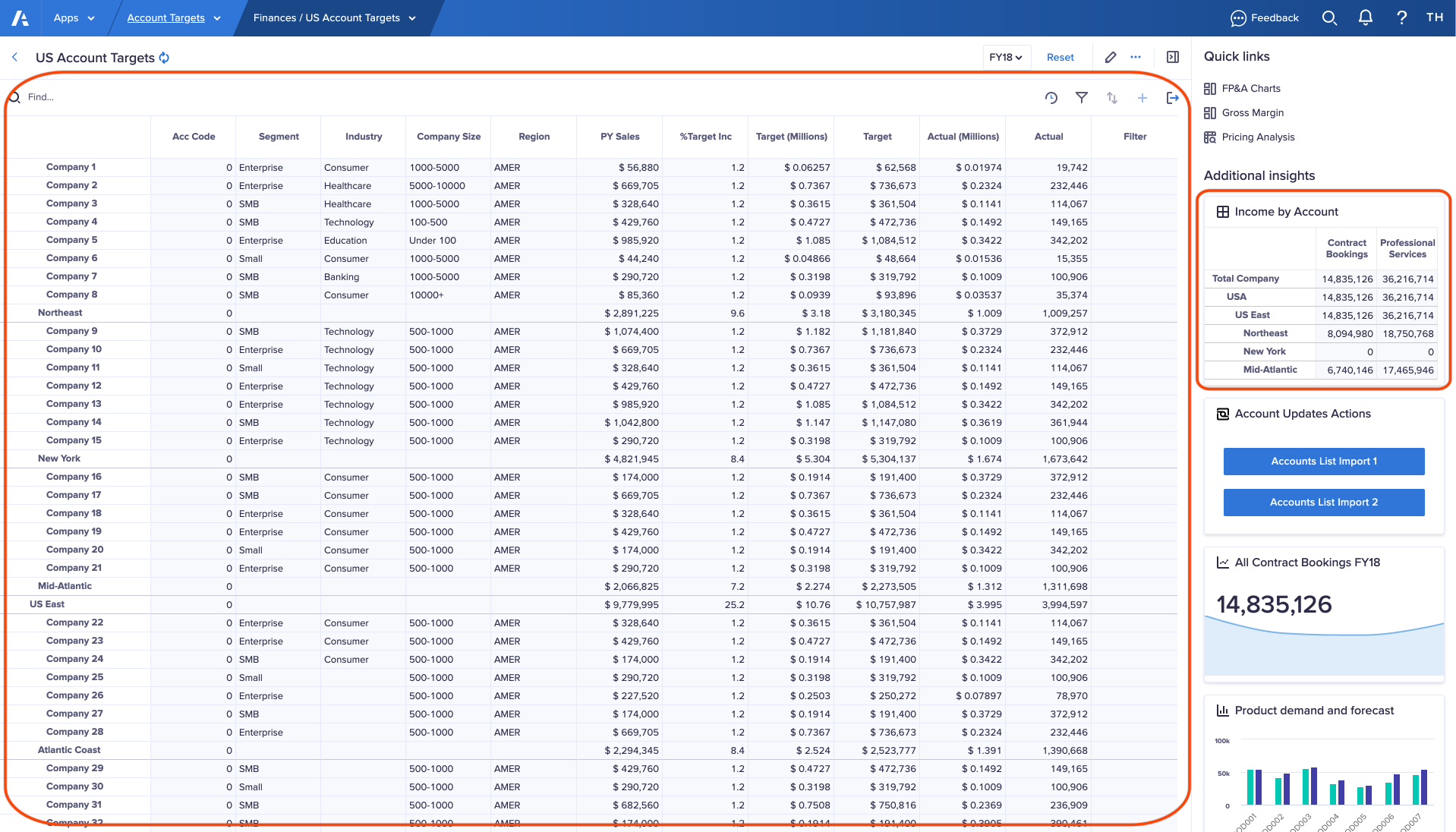 Two grids display on a worksheet page. One is the primary grid, occupying most of the screen, and a smaller  grid card displays in Additional insights.