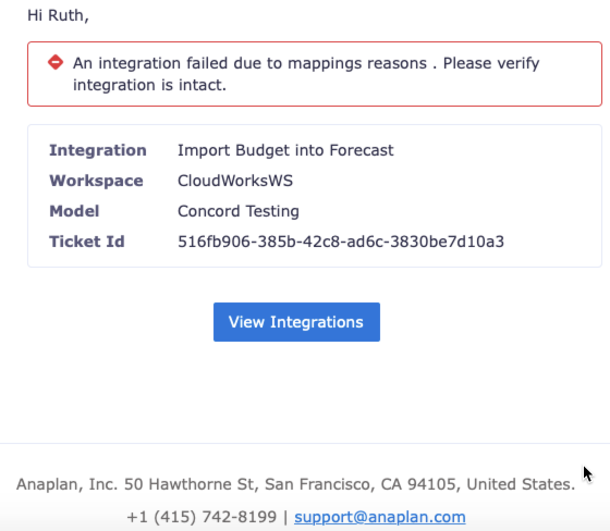 Integration failure due to mapping.