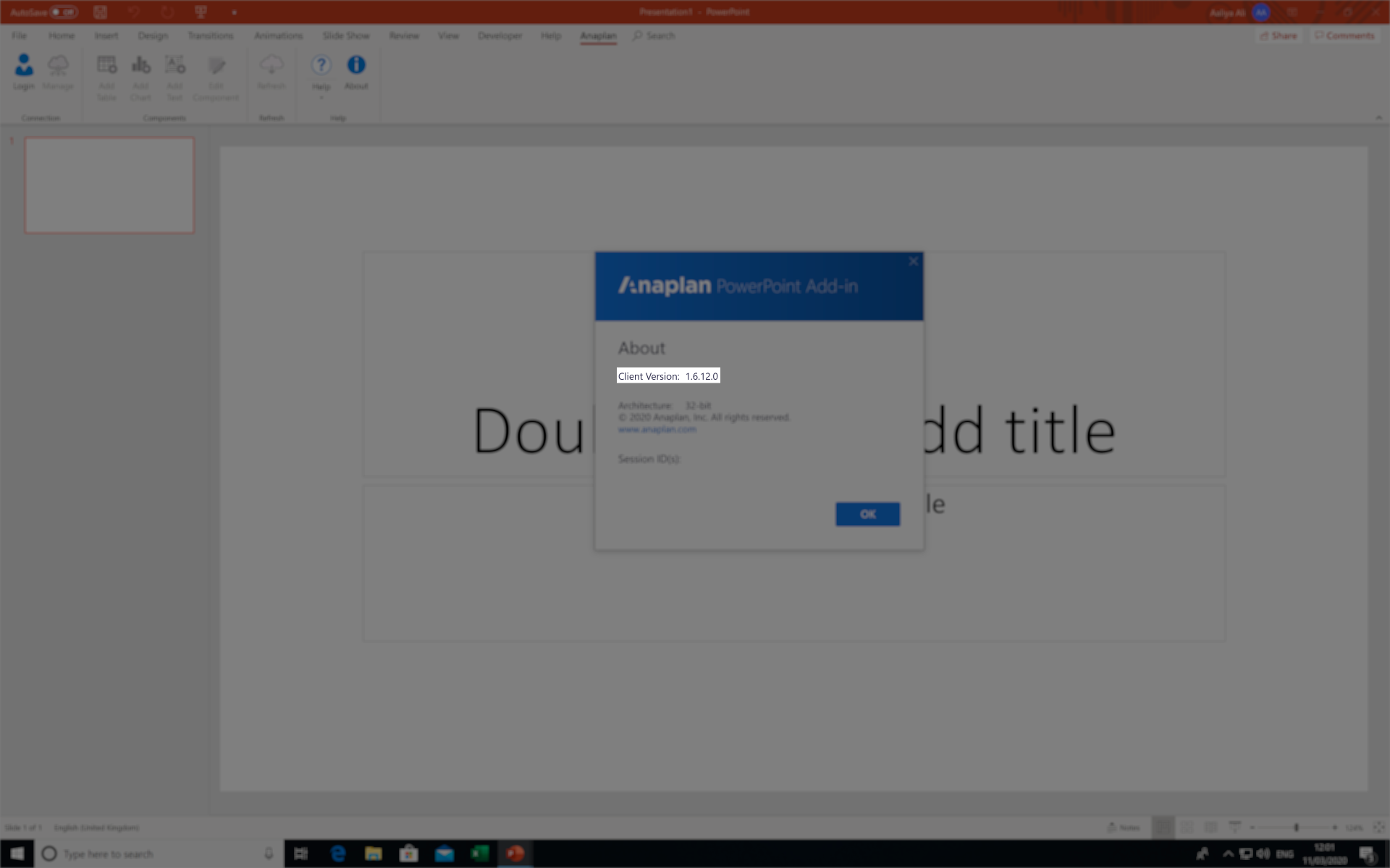 The version number displays next to Client version on the About dialog.