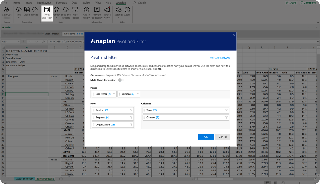 Pivot and Filter dialog.