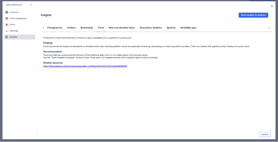 A sample Insights page.