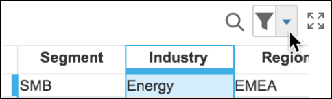 Quick filter dropdown