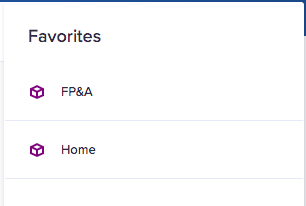 Favorites list in Anaplan Home