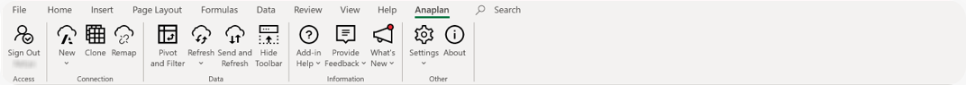 The Anaplan ribbon.
