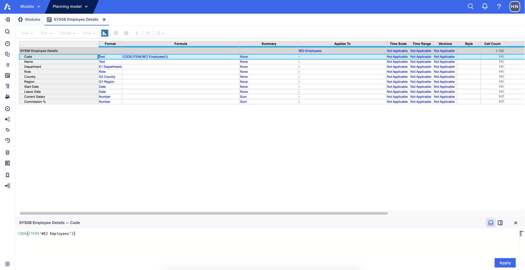 The formula editor at the bottom of the screen.