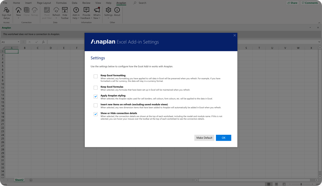Settings dialog.