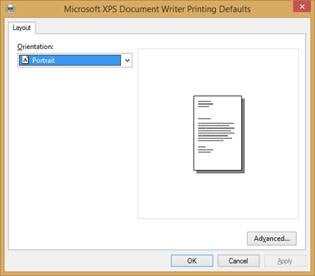 The print menu to set the page orientation.