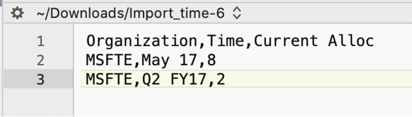 Screenshot showing parent in Time dimension.