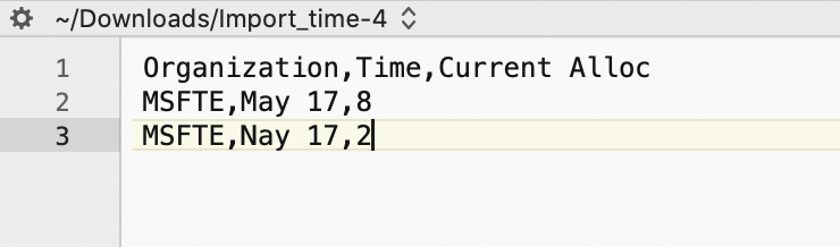 Screenshot showing a possible reason why an import would ignore data.