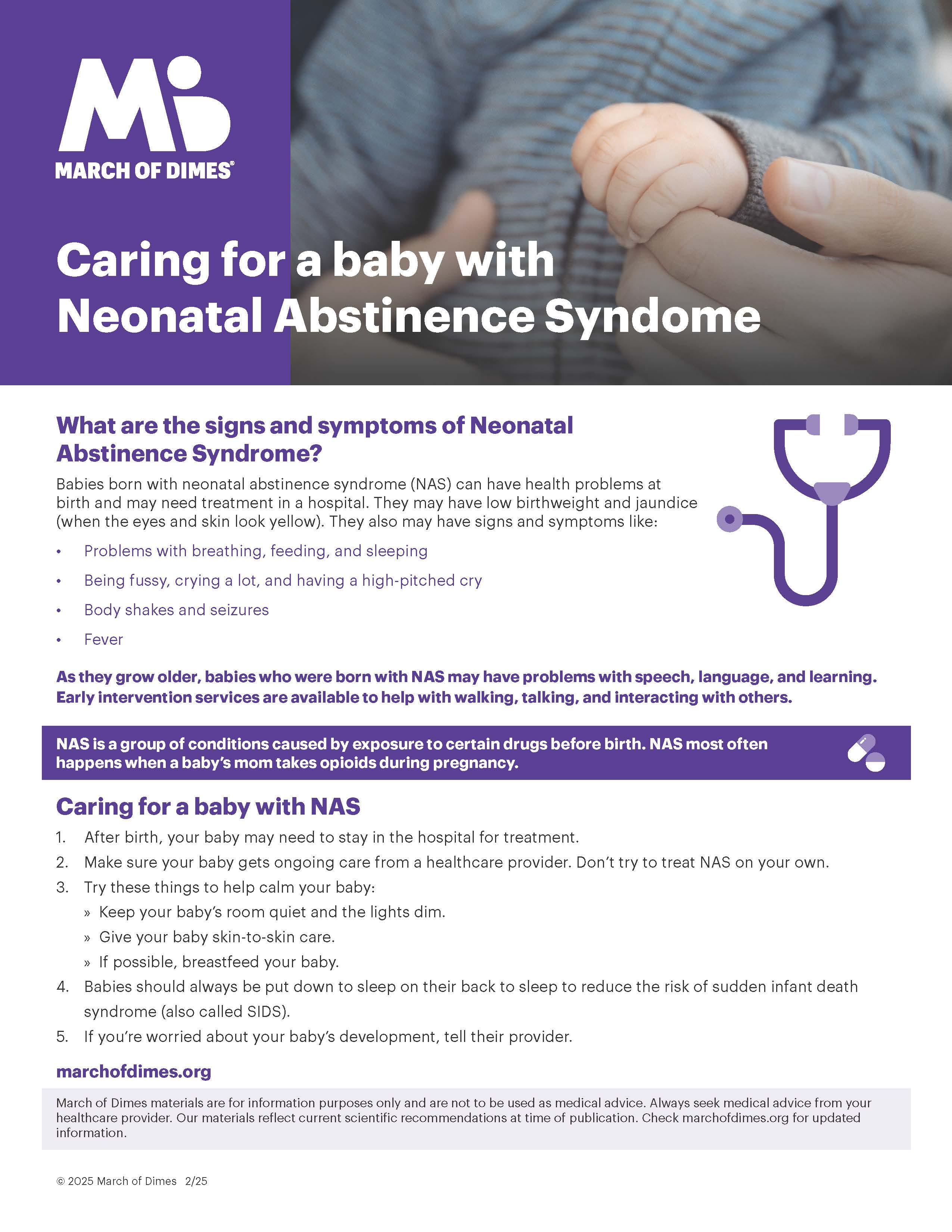Caring for a Baby with NAS infographic
