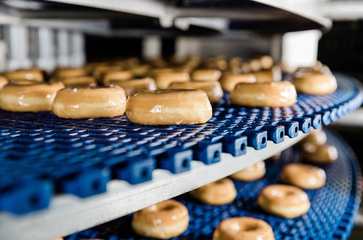 Glazed donuts on spiral