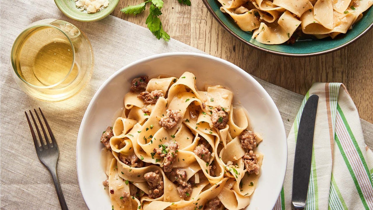 Pappardelle Pasta with White Bolognese Sauce