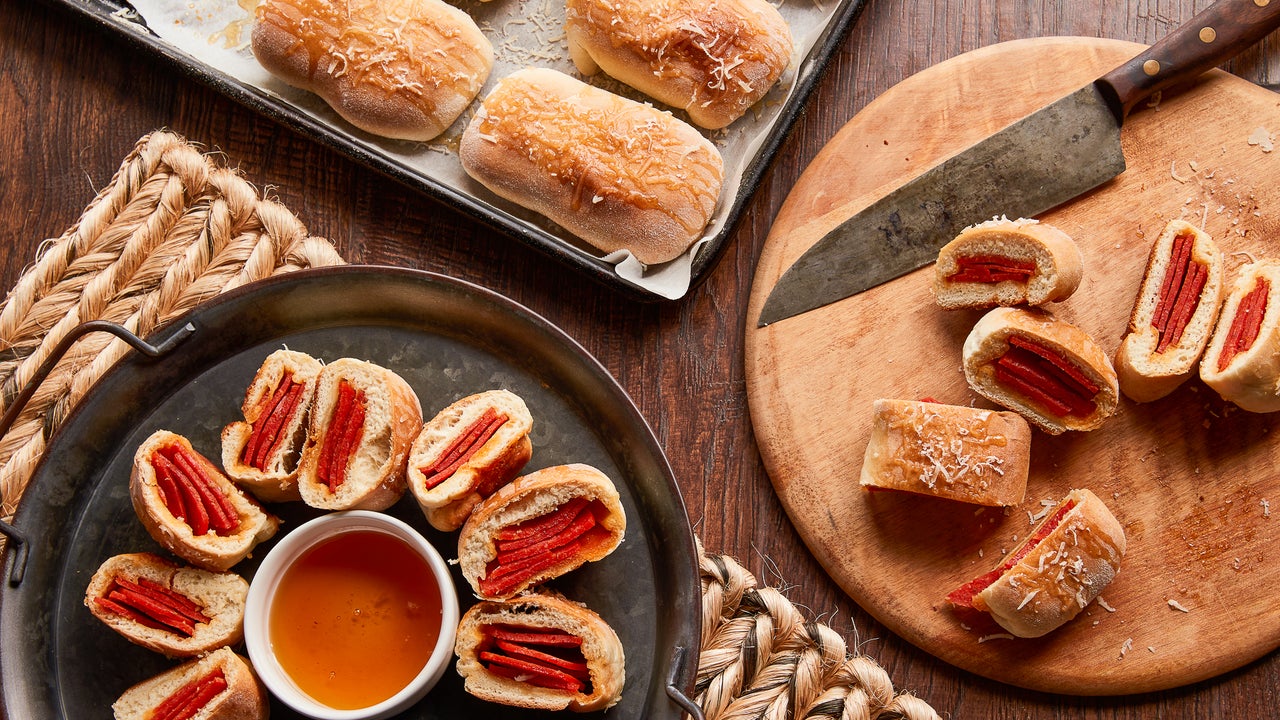 Pepperoni Rolls with Hot Honey